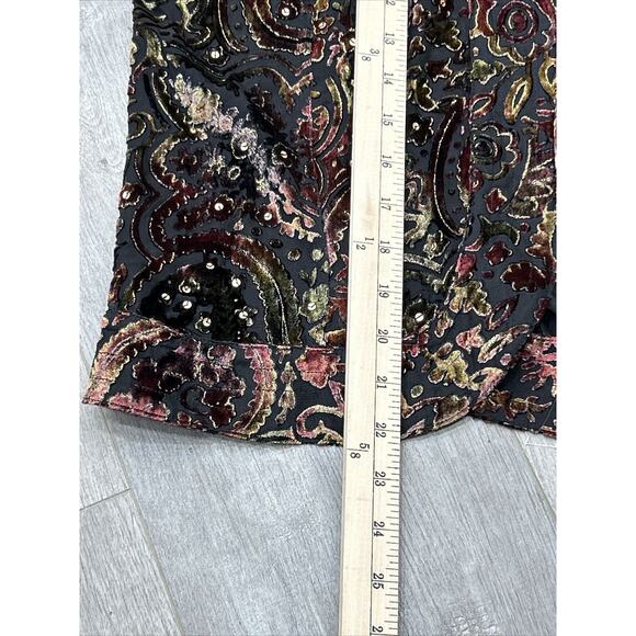 Chicos Sz 2 Lg Black Multicolored Open Velvet Burnout Relaxed Cardigan Blouse - Picture 10 of 11